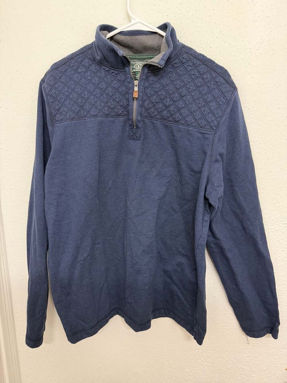 G.H. Bass & Co. Quilted Quarter Zip Pullover Navy Blue Size Large
